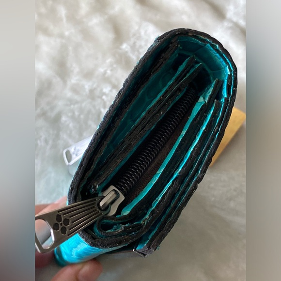 PATRICIA NASH  Cametti Croco Embossed Aqua Wallet - Picture 8 of 13